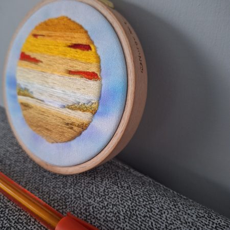 Warm Sunset — Original Hand Embroidery in Beechwood Hoop