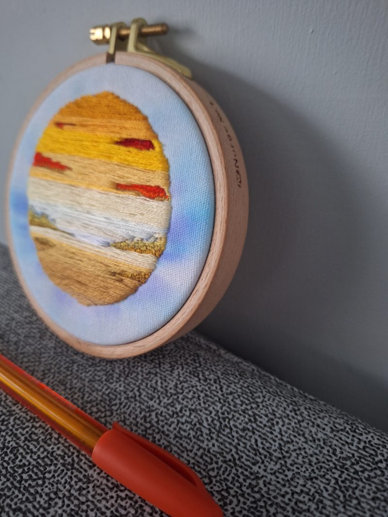 Warm Sunset — Original Hand Embroidery in Beechwood Hoop