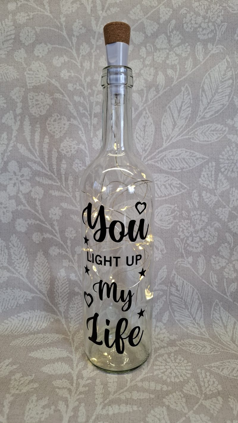 Decorated Glass Wine Bottle, Best Friend Gift