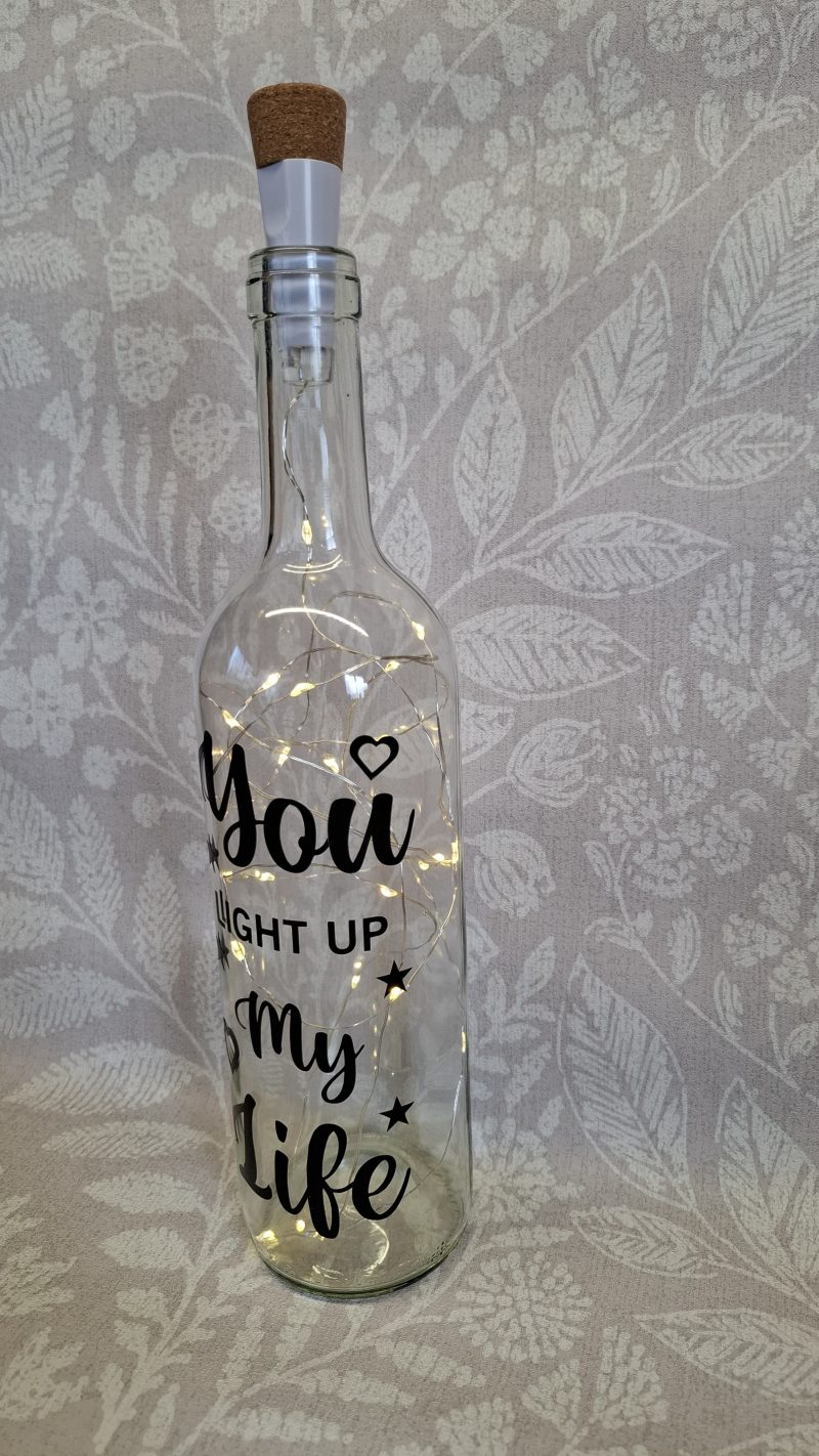 Decorated Glass Wine Bottle, Best Friend Gift