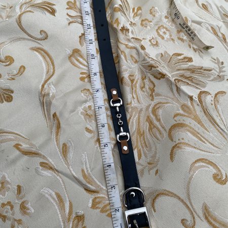 Black and brown leather snaffle dog collar
