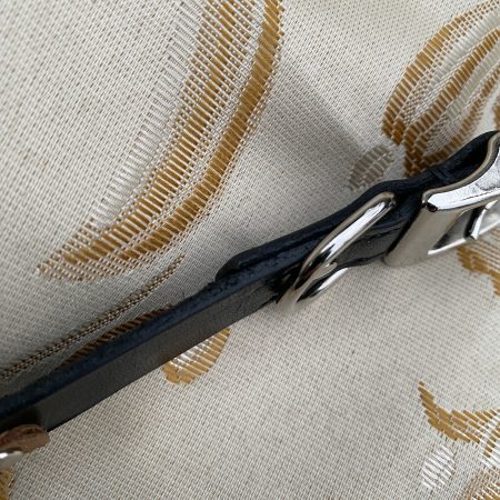 Black and brown leather snaffle dog collar