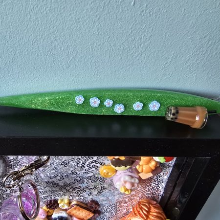 A glutton for punishment…and sweet things, handmade clay model in a frame with resin pen, bookmark and keyring set