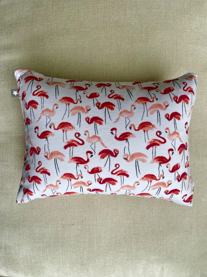 Mini pillow with removable cover (“Pretty Flamingo")