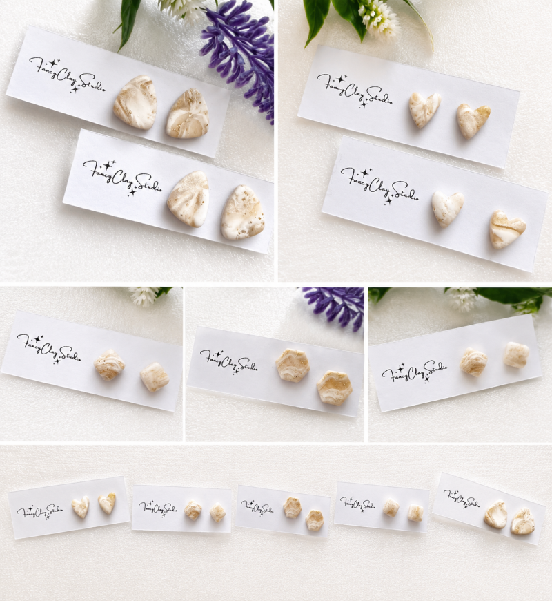 Vanilla glaze stud earrings