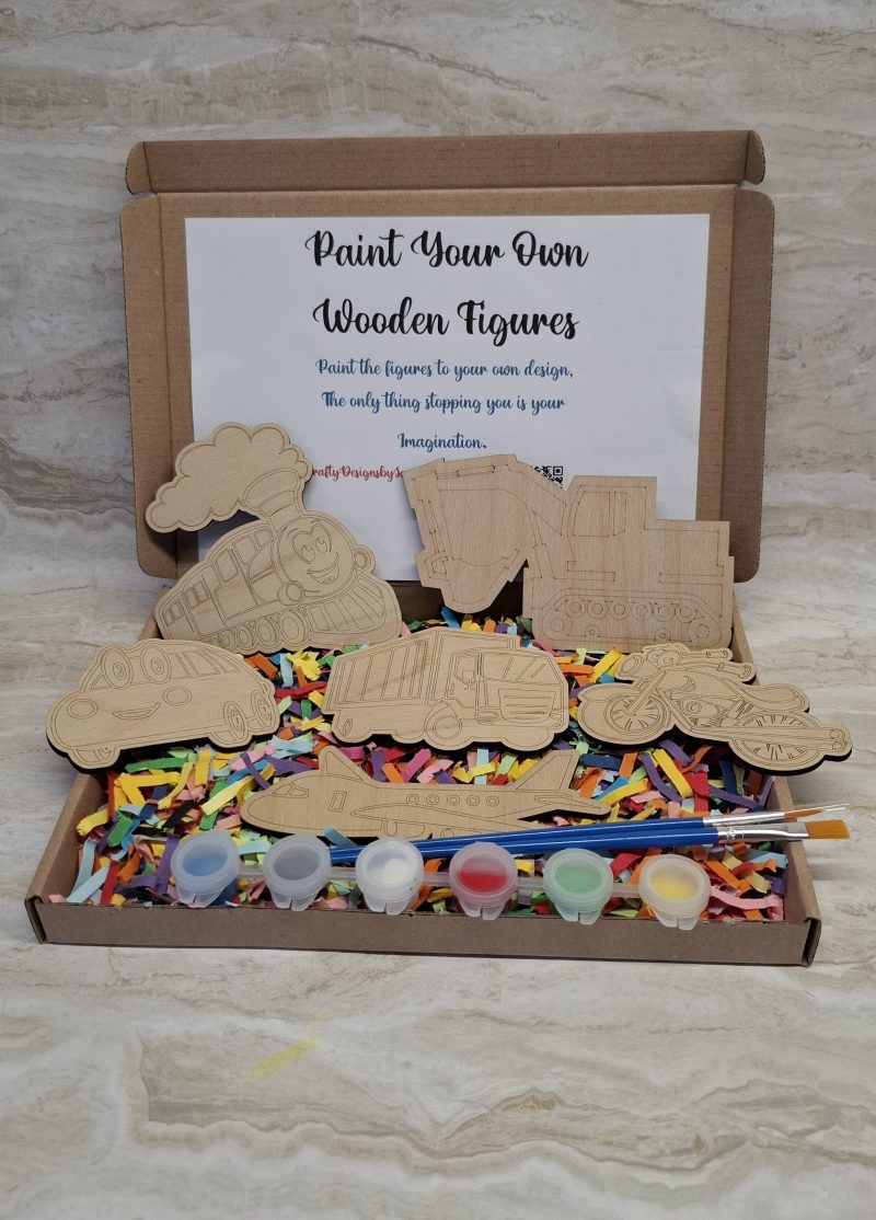 Paint your Own Boys Toys, Wooden Figures, 10cm Tall