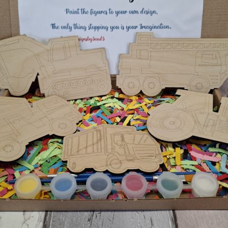 Paint your Own Construction Boys Toys, Wooden Figures, Set of 4