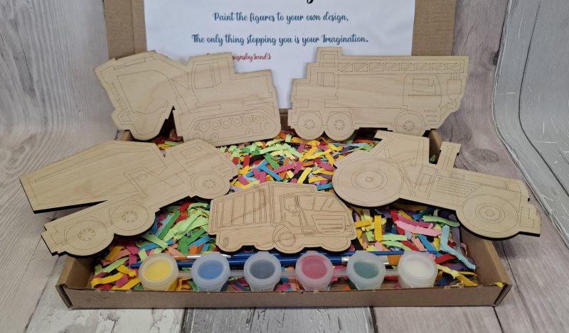 Paint your Own Construction Boys Toys, Wooden Figures, Set of 4