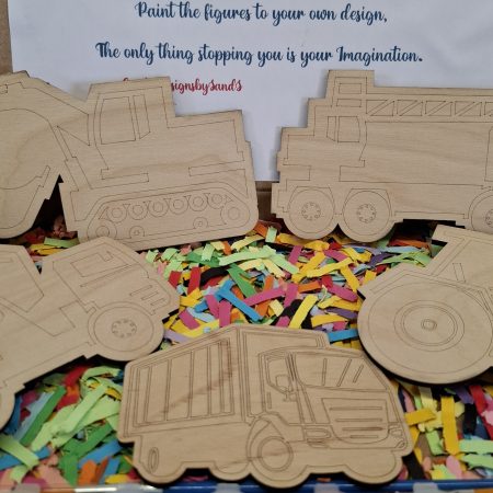 Paint your Own Construction Boys Toys, Wooden Figures, Set of 4