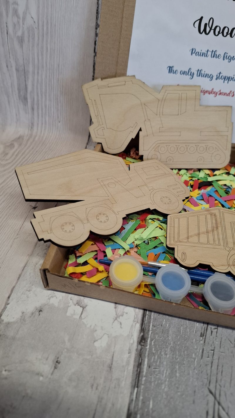Paint your Own Construction Boys Toys, Wooden Figures, Set of 4