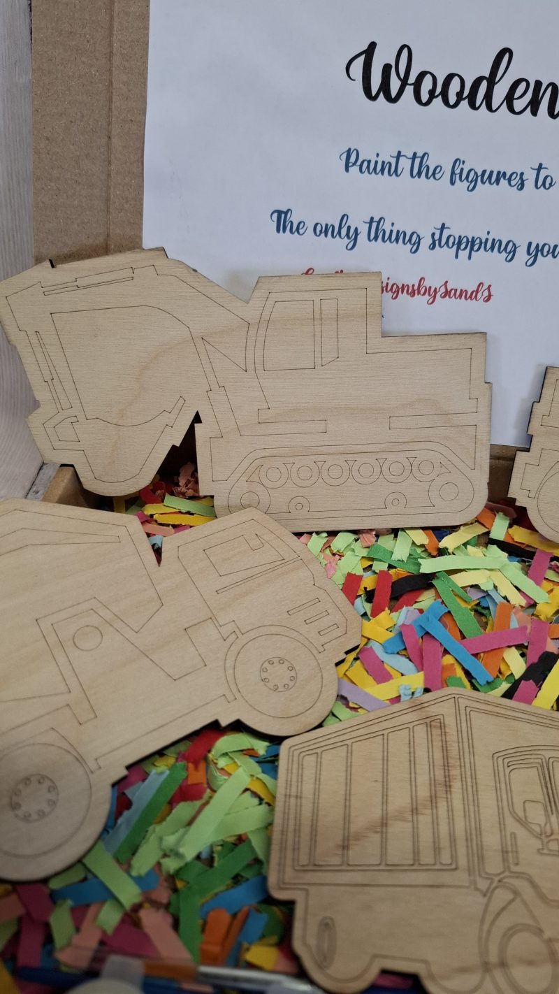 Paint your Own Construction Boys Toys, Wooden Figures, Set of 4