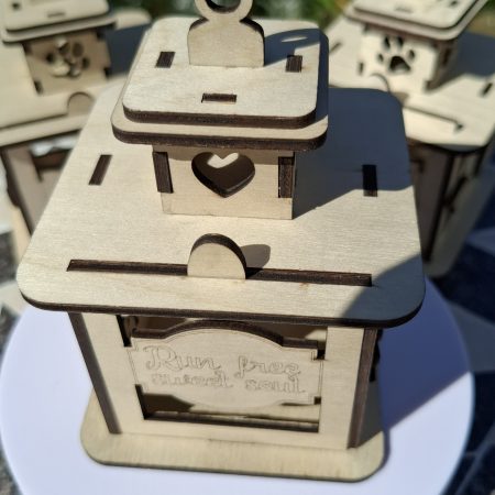 A Personalised Cat Memorial Lantern, Wooden, Engraved Pet Bereavement Keepsake