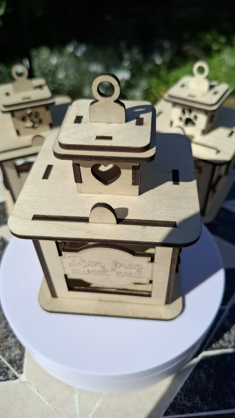 A Personalised Cat Memorial Lantern, Wooden, Engraved Pet Bereavement Keepsake