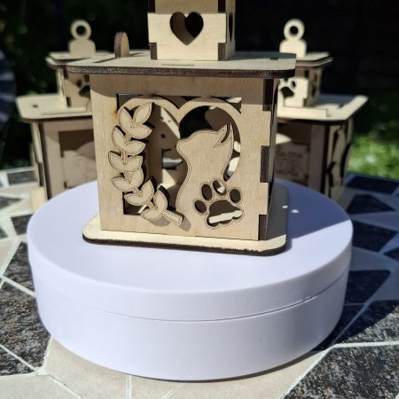 A Personalised Cat Memorial Lantern, Wooden, Engraved Pet Bereavement Keepsake
