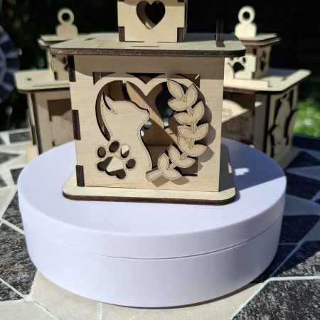A Personalised Cat Memorial Lantern, Wooden, Engraved Pet Bereavement Keepsake