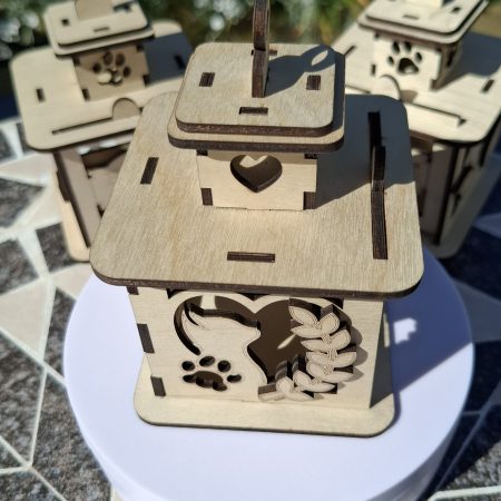 A Personalised Cat Memorial Lantern, Wooden, Engraved Pet Bereavement Keepsake