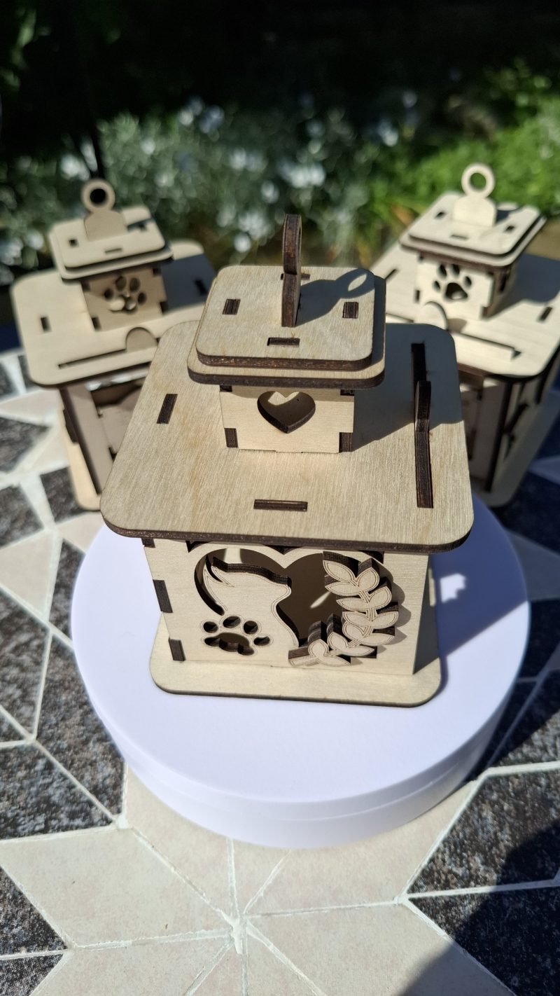 A Personalised Cat Memorial Lantern, Wooden, Engraved Pet Bereavement Keepsake