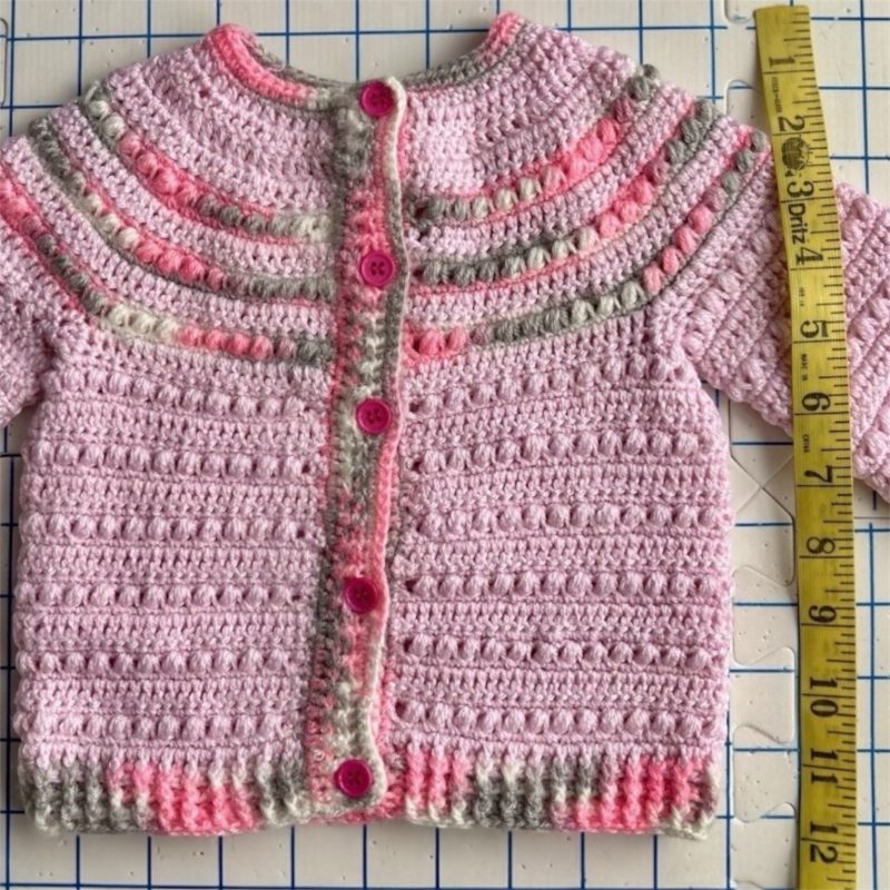 Soft Pink & Grey Handcrafted Baby Cardigan