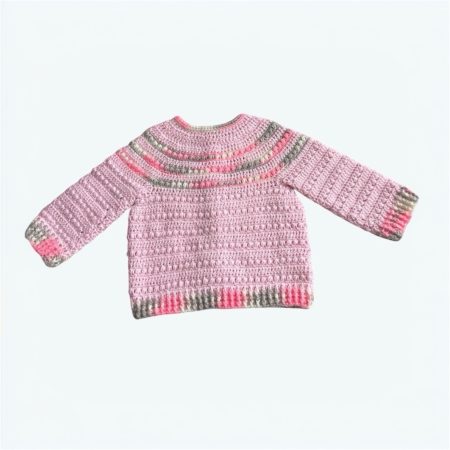 Soft Pink & Grey Handcrafted Baby Cardigan