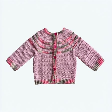 Soft Pink & Grey Handcrafted Baby Cardigan