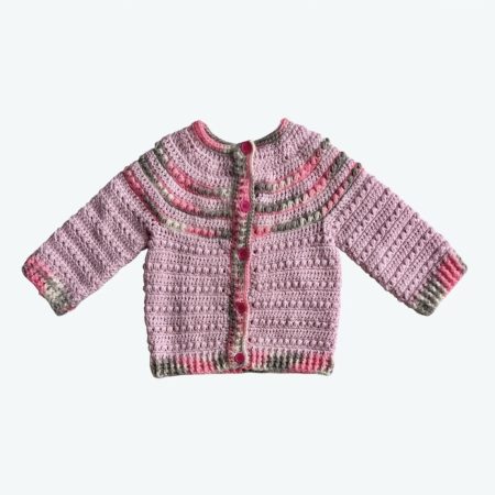 Soft Pink & Grey Handcrafted Baby Cardigan