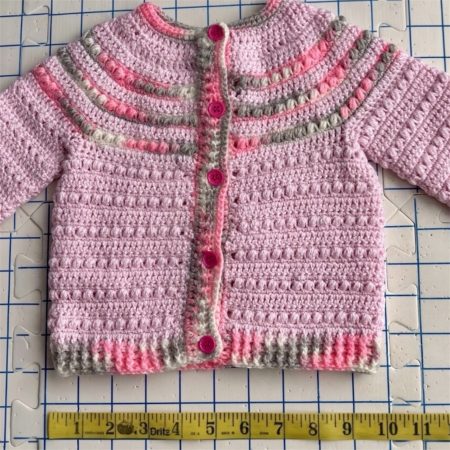 Soft Pink & Grey Handcrafted Baby Cardigan
