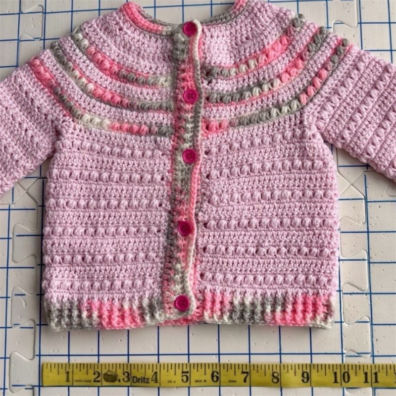 Soft Pink & Grey Handcrafted Baby Cardigan
