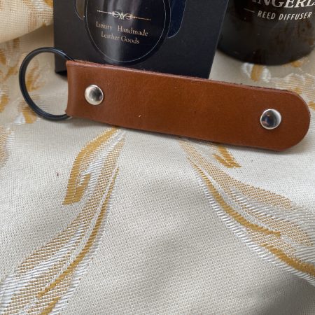London tan leather snaffle bit keyring or bag charm