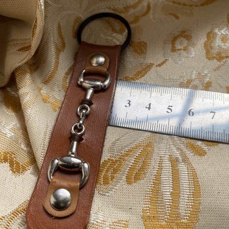 London tan leather snaffle bit keyring or bag charm