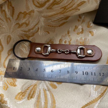 London tan leather snaffle bit keyring or bag charm