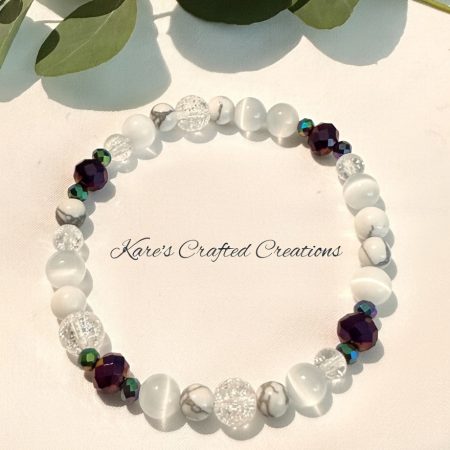 Handmade Howlite & Crackled Quartz Bracelet