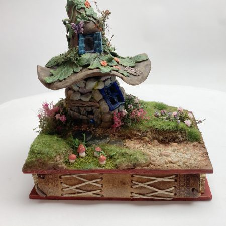 C19th Jar Fairy Cottage Bookshelf Decor Booknook with Hidden Leather Notebook