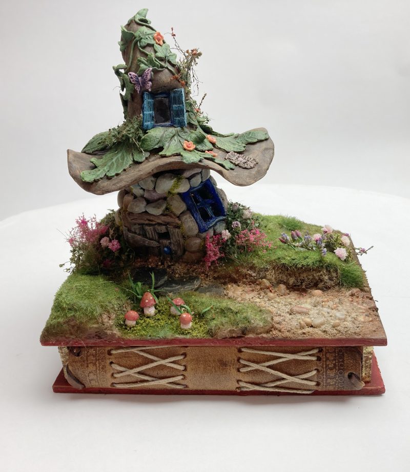 C19th Jar Fairy Cottage Bookshelf Decor Booknook with Hidden Leather Notebook