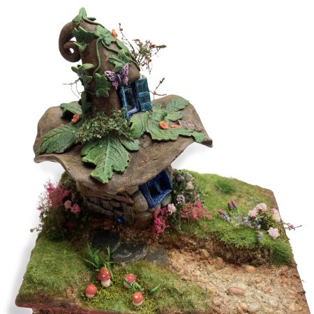 C19th Jar Fairy Cottage Bookshelf Decor Booknook with Hidden Leather Notebook