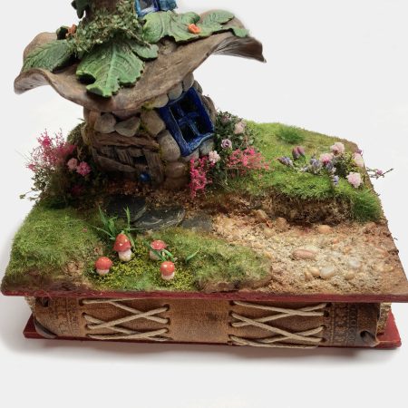 C19th Jar Fairy Cottage Bookshelf Decor Booknook with Hidden Leather Notebook