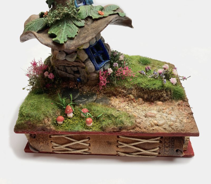 C19th Jar Fairy Cottage Bookshelf Decor Booknook with Hidden Leather Notebook