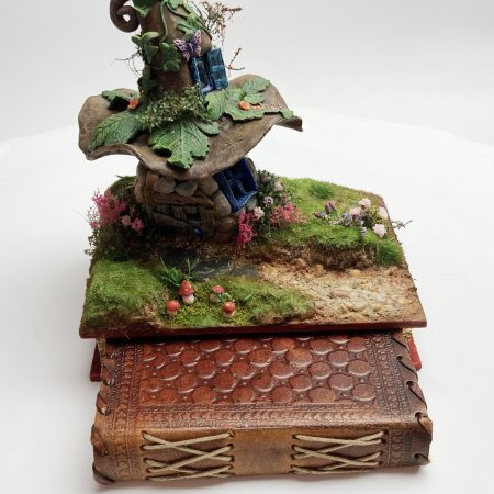 C19th Jar Fairy Cottage Bookshelf Decor Booknook with Hidden Leather Notebook