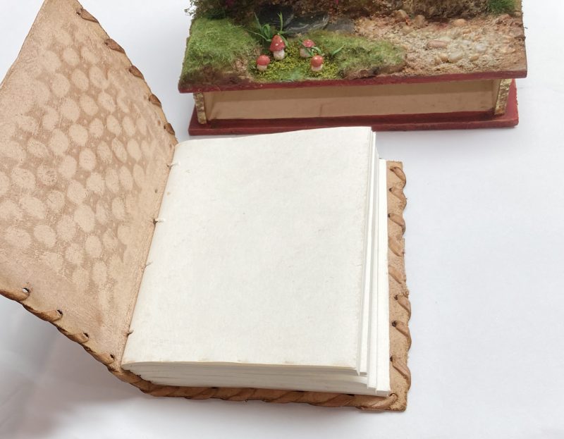 C19th Jar Fairy Cottage Bookshelf Decor Booknook with Hidden Leather Notebook