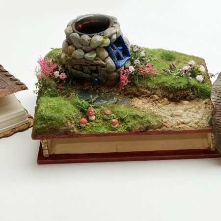 C19th Jar Fairy Cottage Bookshelf Decor Booknook with Hidden Leather Notebook