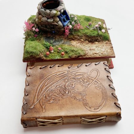 C19th Jar Fairy Cottage Bookshelf Decor Booknook with Hidden Leather Notebook