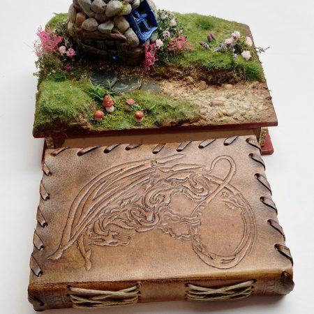 C19th Jar Fairy Cottage Bookshelf Decor Booknook with Hidden Leather Notebook