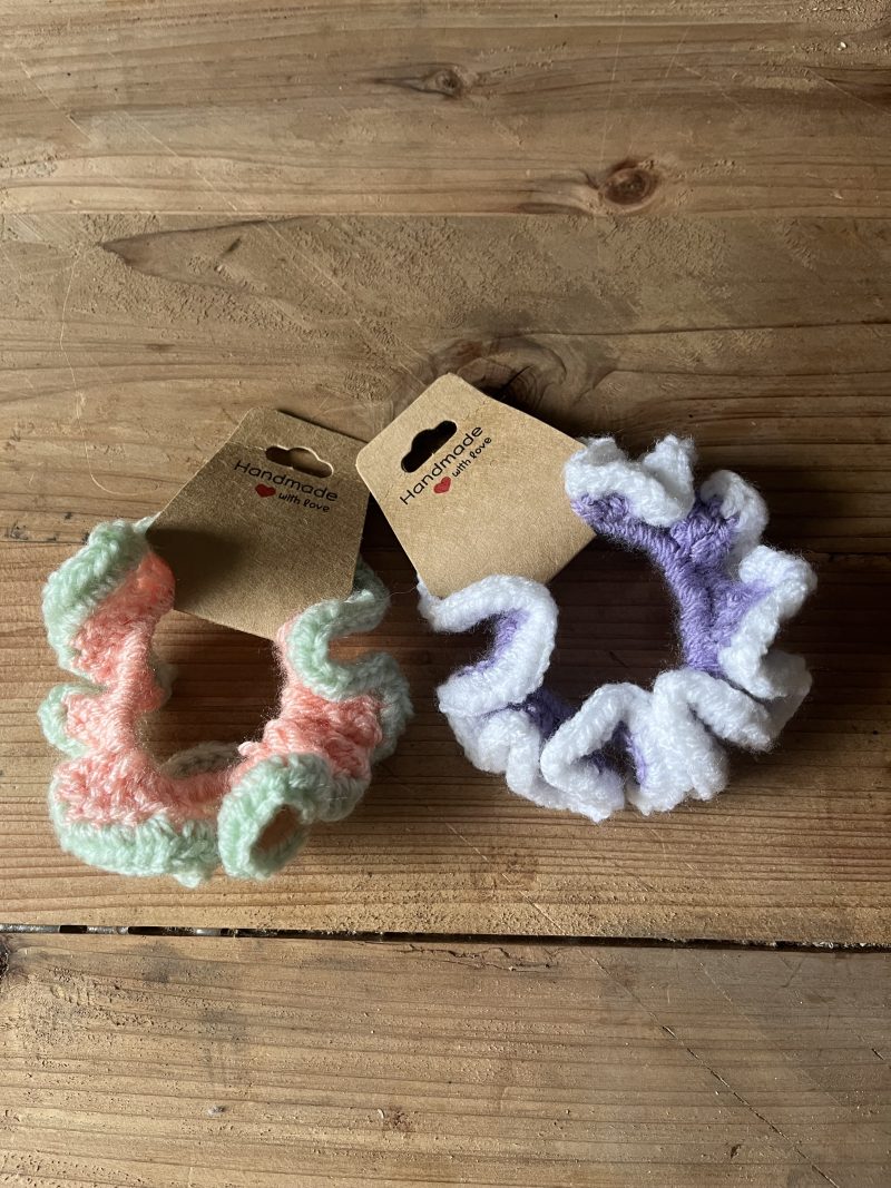 Handmade crotchet ruffle scrunchie