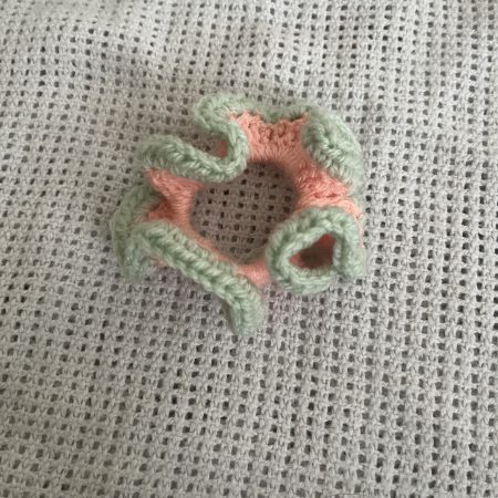 Handmade crotchet ruffle scrunchie