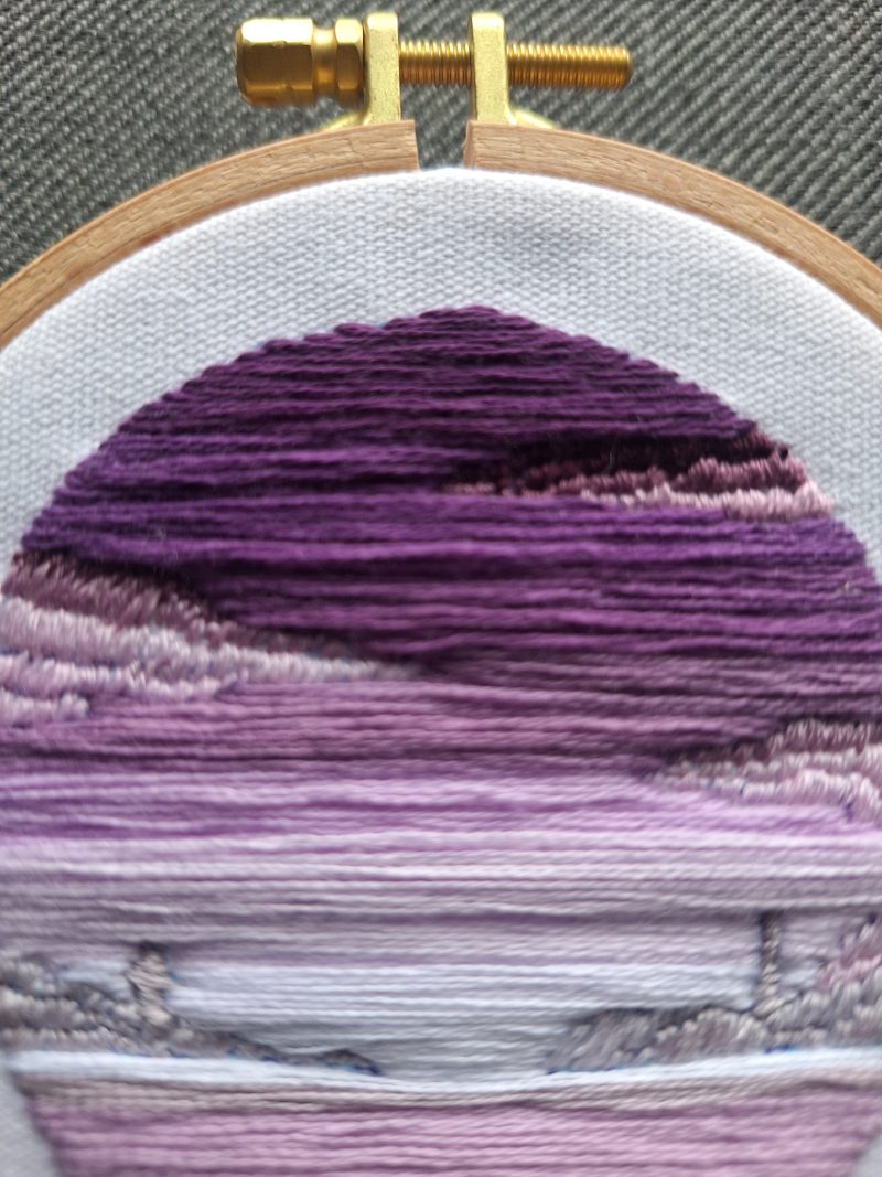 Violet Morning — Original Hand Embroidery in Beechwood Hoop