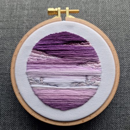 Violet Morning — Original Hand Embroidery in Beechwood Hoop