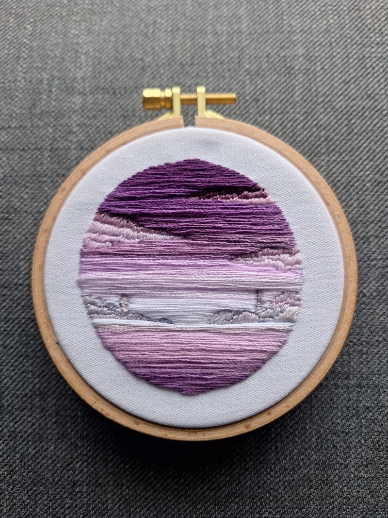 Violet Morning — Original Hand Embroidery in Beechwood Hoop