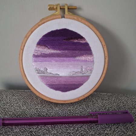 Violet Morning — Original Hand Embroidery in Beechwood Hoop