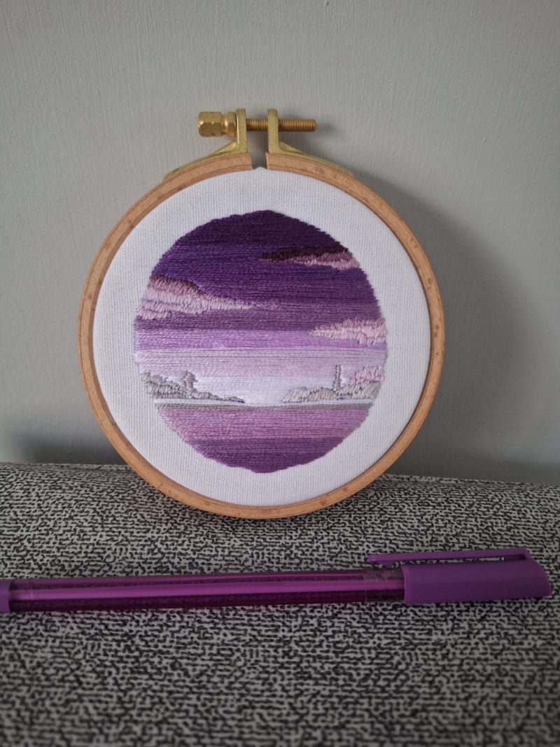 Violet Morning — Original Hand Embroidery in Beechwood Hoop