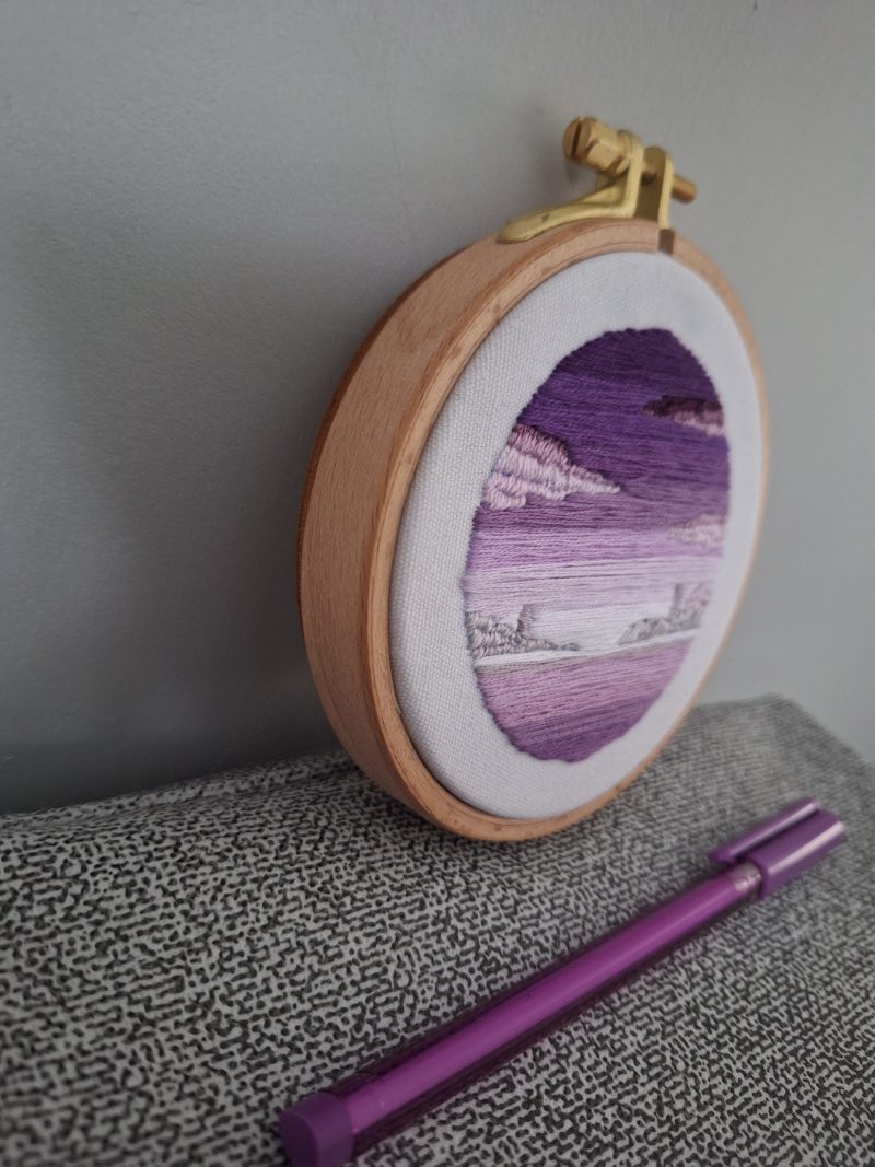 Violet Morning — Original Hand Embroidery in Beechwood Hoop