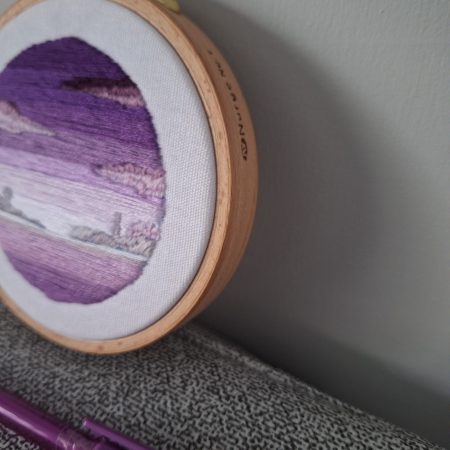 Violet Morning — Original Hand Embroidery in Beechwood Hoop